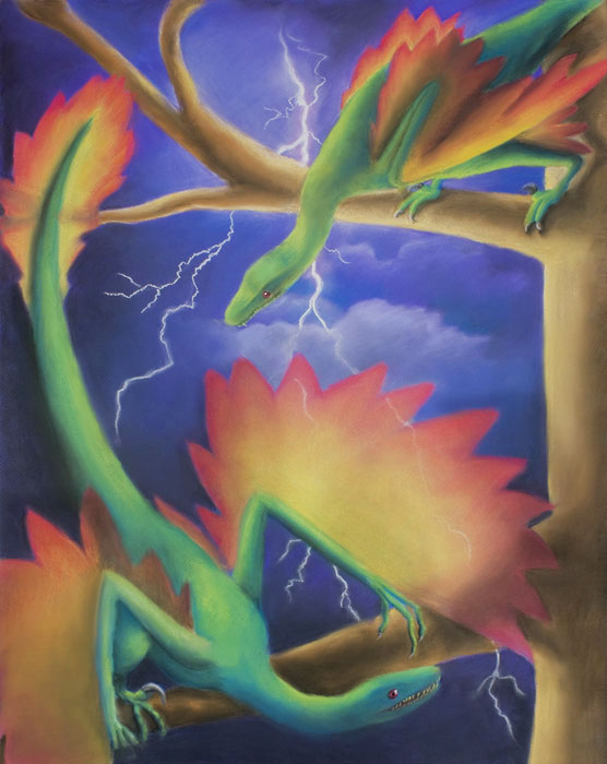 Microraptors in a Storm by Holly Copeland